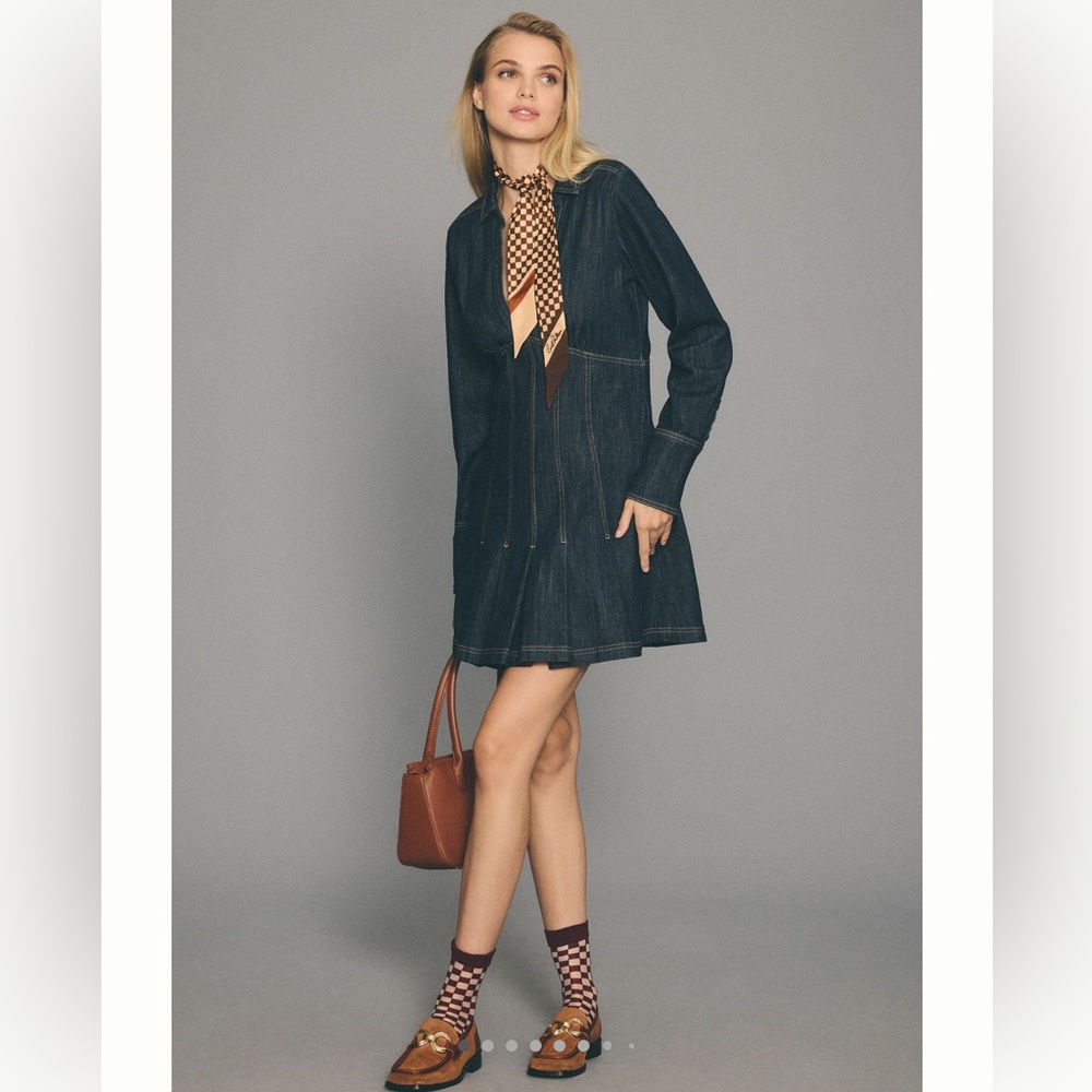 Anthropologie Pilcro Long Sleeve V-neck Seamed Mini Dress